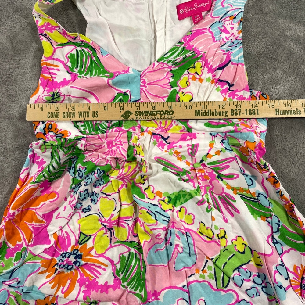 Lilly Pulitzer for Target Dress Women Medium Pink Floral Sleeveless V-Neck Rayon - Picture 3 of 9
